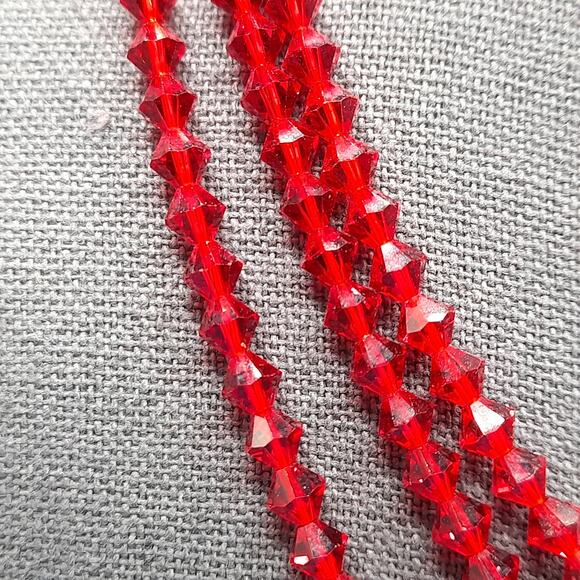 Vintage Red Crystal Beaded Necklace, Rhinestone End Bars, 1950s Vintage Jewelry - Picture 3 of 12